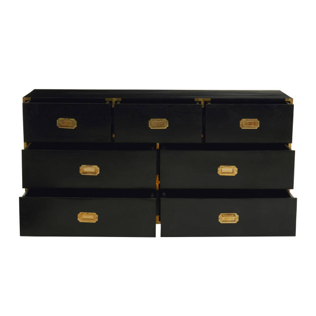 Premier Housewares Sarter Seven Drawer Black Mango Wood Chest