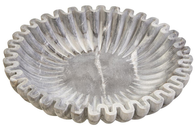 premier housewares Savio Large Grey Fluted Marble Bowl