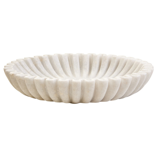 premier housewares Savio Large White Fluted Marble Bowl