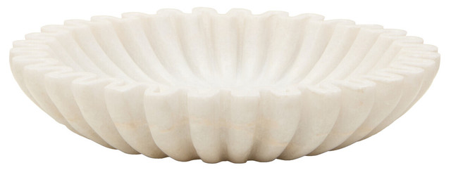 Premier Housewares Savio Small White Fluted Marble Bowl