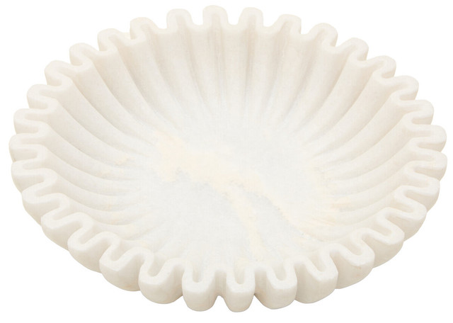Premier Housewares Savio Small White Fluted Marble Bowl