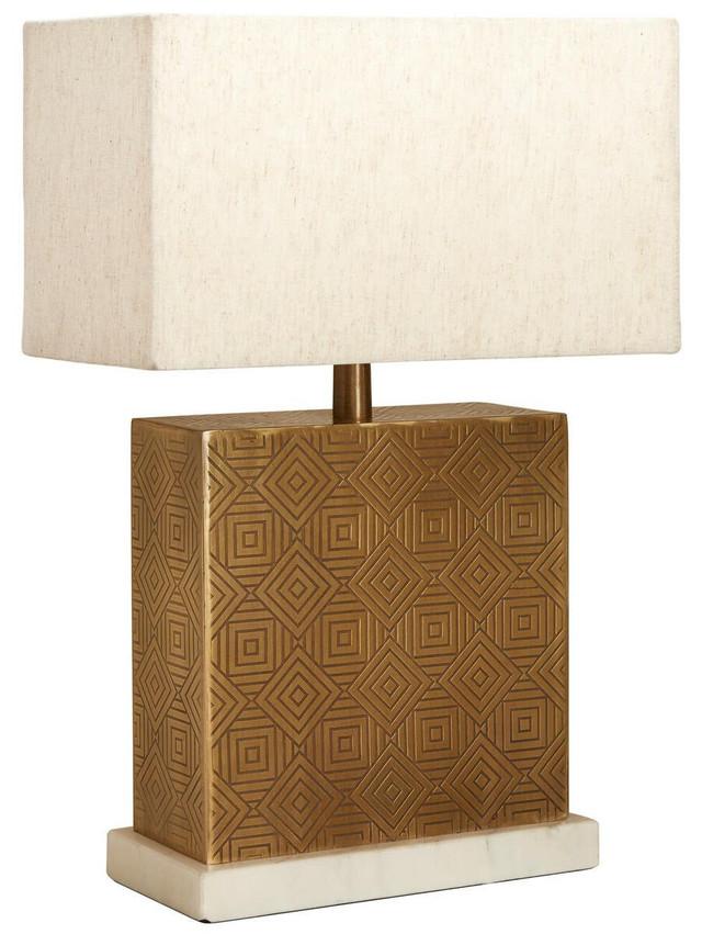 Premier Housewares Savoy Gold Finish And Marble Base Table Lamp