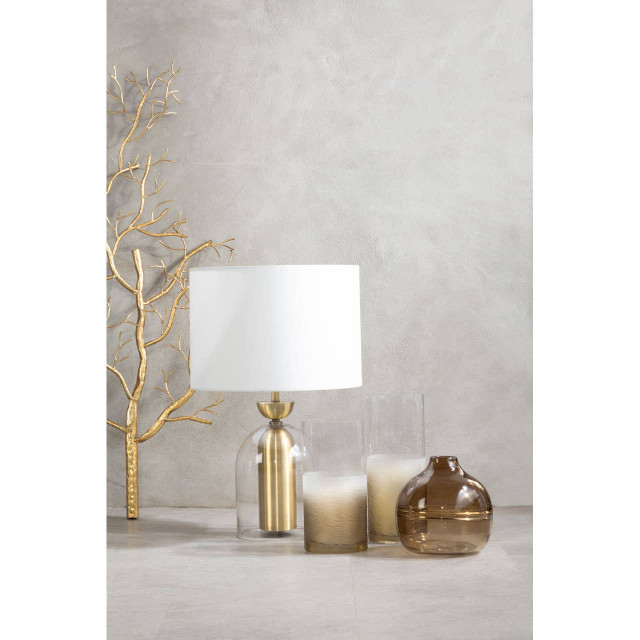 Premier Housewares Sellis Clear Glass And Antique Brass Finish Metal Table Lamp