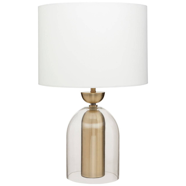 premier housewares Sellis Clear Glass and Antique Brass Finish Metal Table Lamp