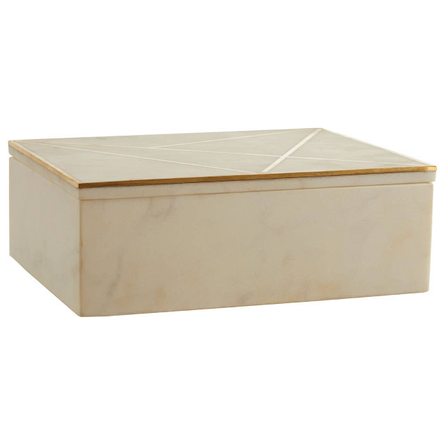 Premier Housewares Sena Large White Marble Trinket Box