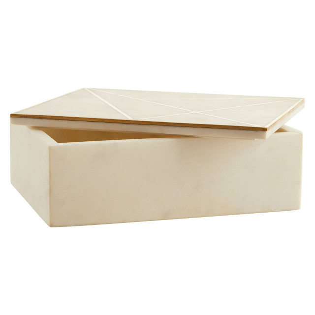 Premier Housewares Sena Large White Marble Trinket Box