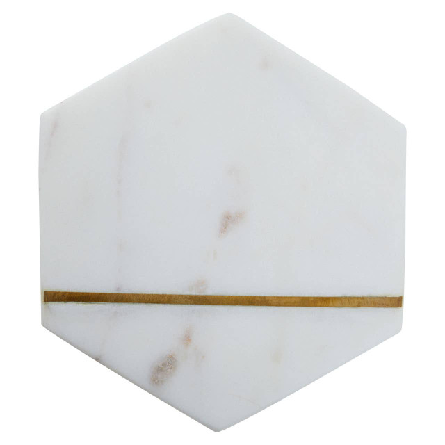 Premier Housewares SENA Set Of Four White Marble Coasters