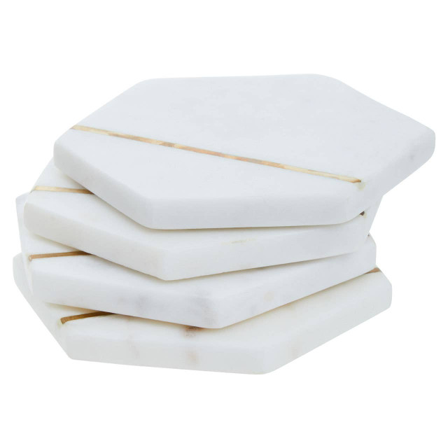 premier housewares SENA Set Of Four White Marble Coasters