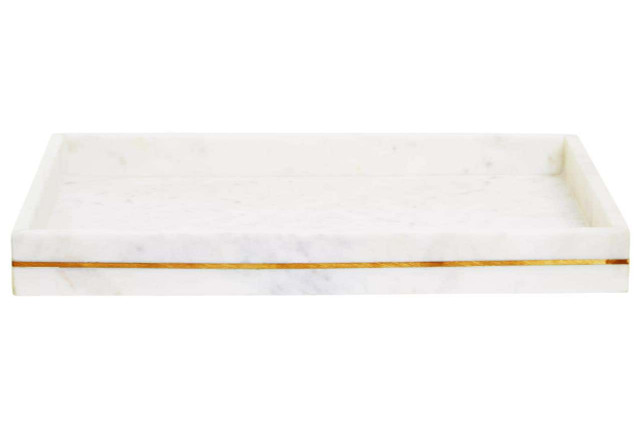 Premier Housewares Sena White Marble Gold Inlay Tray