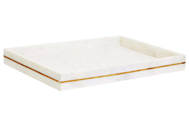 Premier Housewares Sena White Marble Gold Inlay Tray