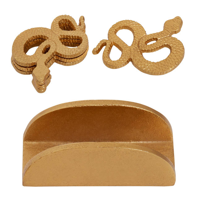 Premier Housewares Serpent Gold Set Of 4 Coasters With Holder