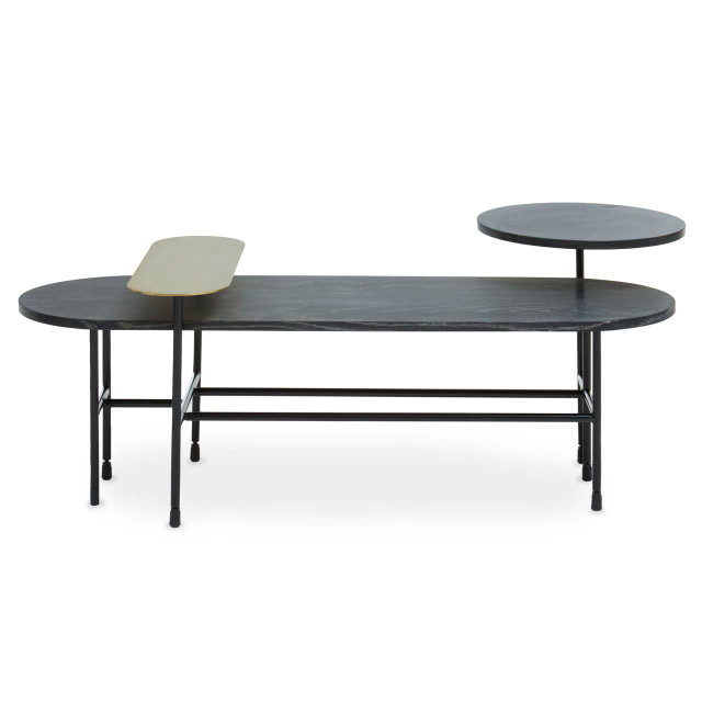 Premier Housewares Serrano Black Oak Veneer And Marble Coffee Table