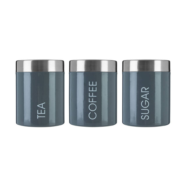 Premier Housewares Set Of 3 Grey Enamel Liberty Canisters
