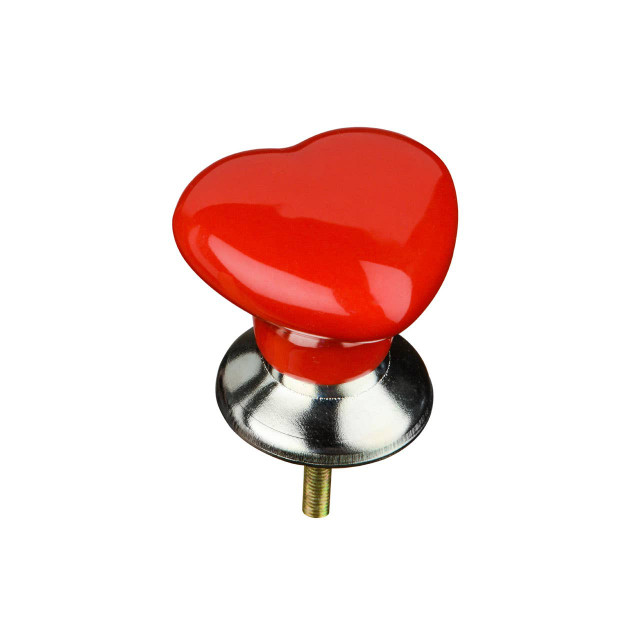 Premier Housewares Set Of 4 Heart Shape Red Ceramic Drawer Knobs