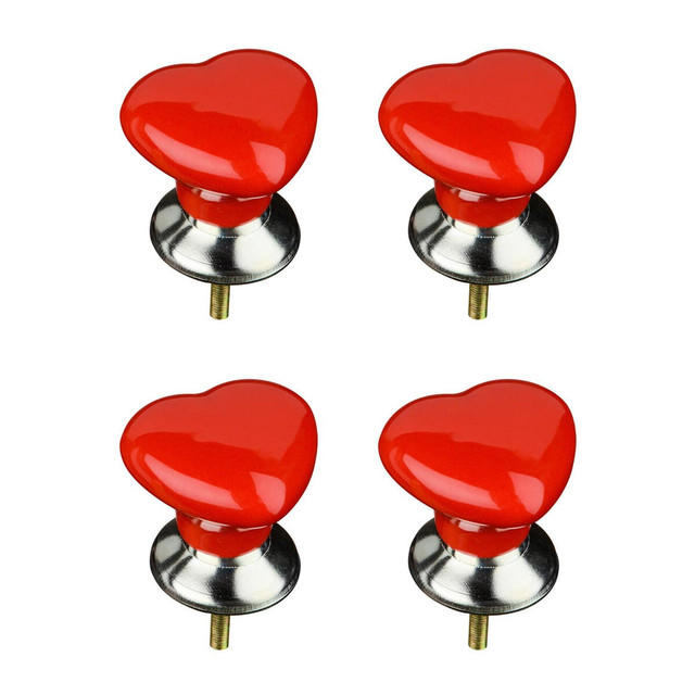 premier housewares Set of 4 Heart Shape Red Ceramic Drawer Knobs