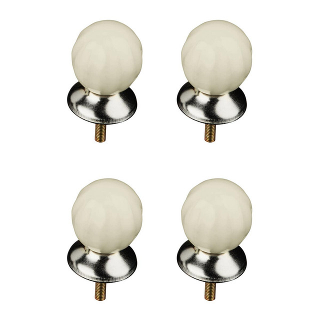 Premier Housewares Set Of 4 Retro Style Ivory Ceramic Drawer Knobs
