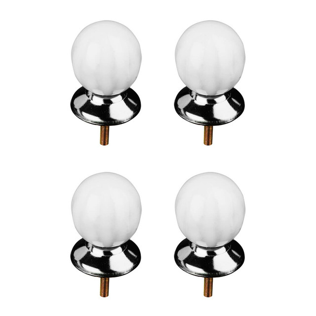 premier housewares Set of 4 Retro Style White Ceramic Drawer Knobs