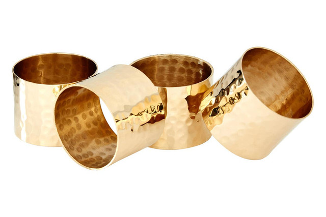 Premier Housewares Set Of Four Brass Finish Napkin Rings