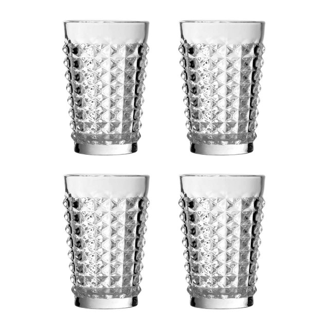 Premier Housewares Set Of Four Pyramid Hi Ball Glasses