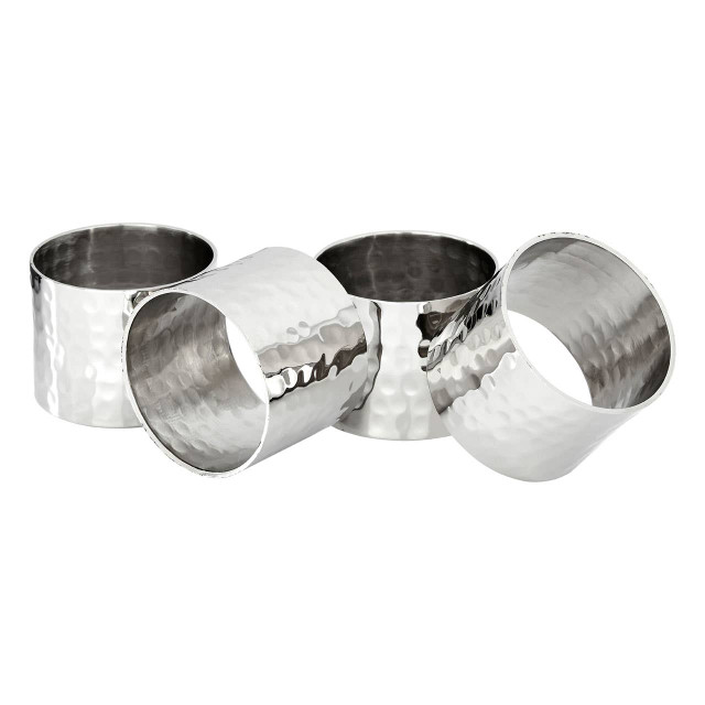 Premier Housewares Set Of Four Silver Finish Napkin Rings