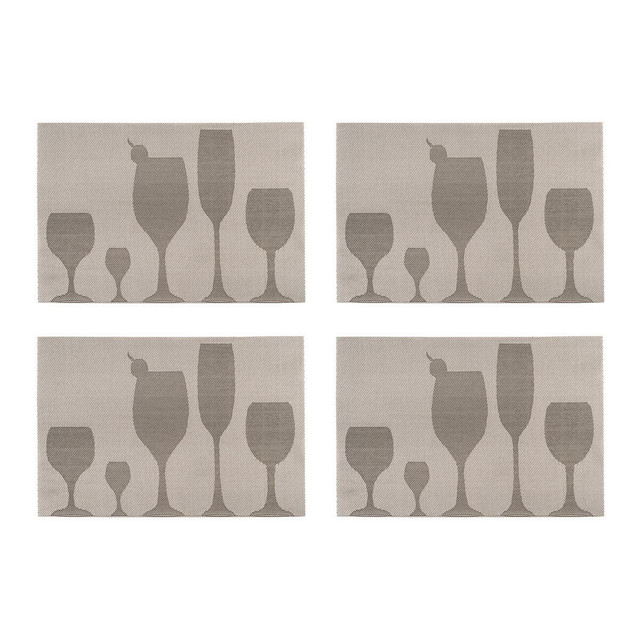 premier housewares Set Of Four Silver Pvc Stemware Design Placemats