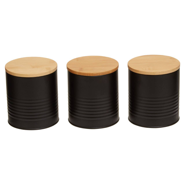 Premier Housewares Set Of Three Alton Black Cannisters