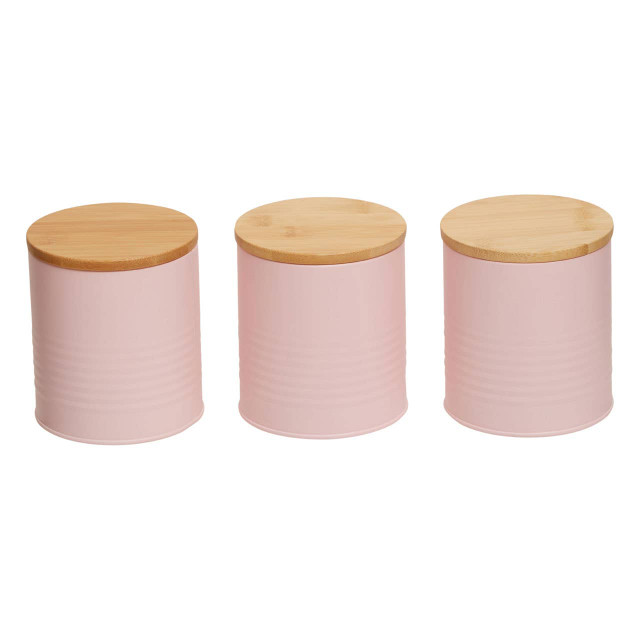 Premier Housewares Set Of Three Alton Pink Cannisters