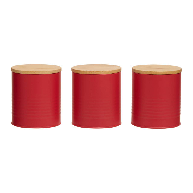 Premier Housewares Set Of Three Alton Red Cannisters