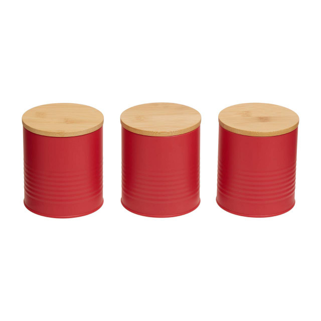 Premier Housewares Set Of Three Alton Red Cannisters
