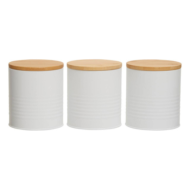 Premier Housewares Set Of Three Alton White Cannisters