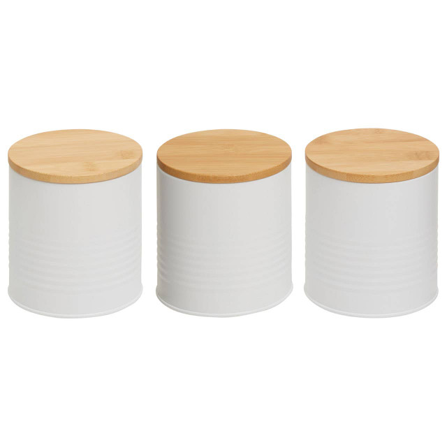 Premier Housewares Set Of Three Alton White Cannisters