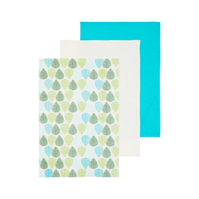 premier housewares Set Of Three Green Leaf Tea Towels