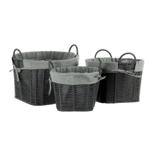 Premier Housewares Set Of Three Lida Grey Round Storage Baskets