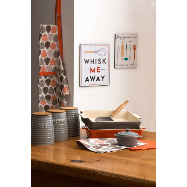 Premier Housewares Set Of Three Orange Leaf Tea Towels