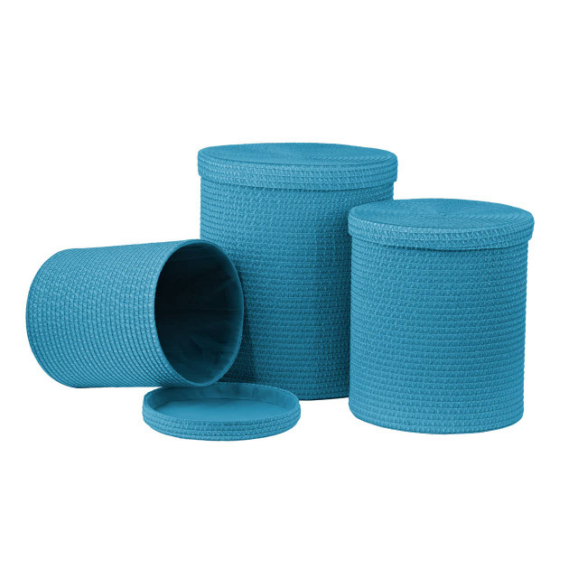Premier Housewares Set Of Three Turquoise Laundry Baskets