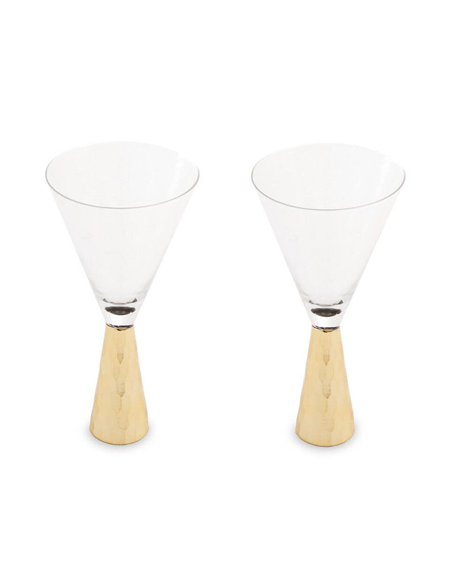 premier housewares Set Of Two Astrid Wine Glasses With Gold Finish Stem