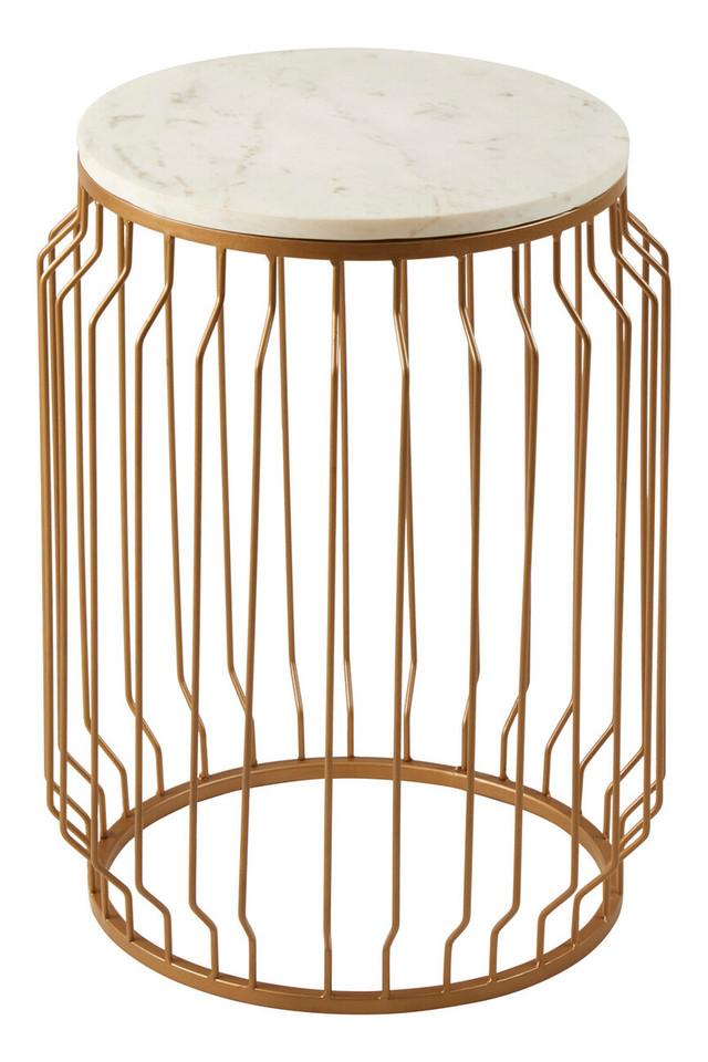 premier housewares Shalimar Marble Top Round Side Table With Wireframe Base