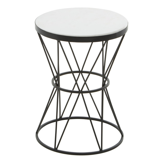 premier housewares Shalimar Round White Marble Top Side Table