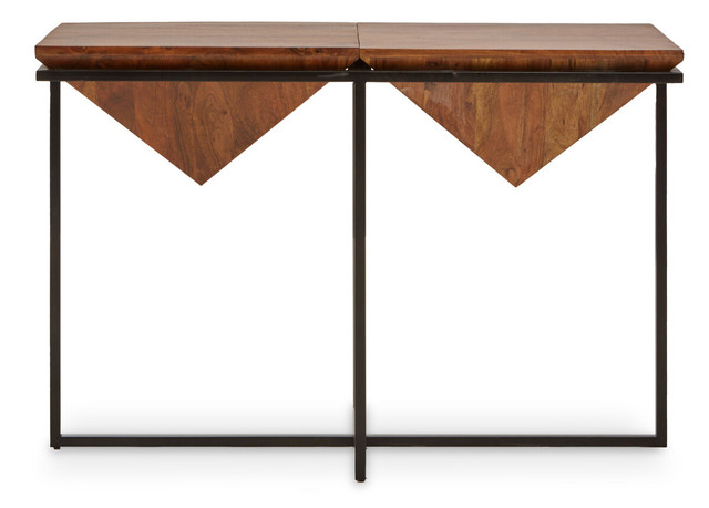 premier housewares Shimla Acacia Pyramid Console Table