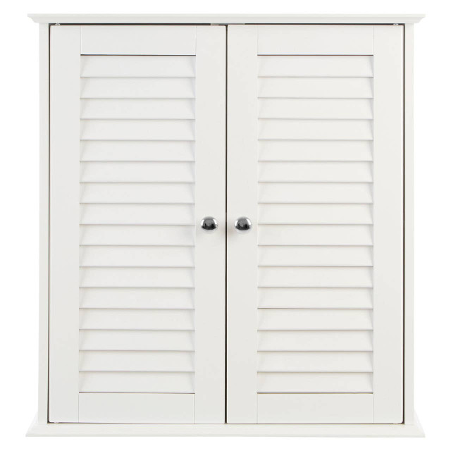 Premier Housewares Shutter White Wood 2 Door Wall Cabinet