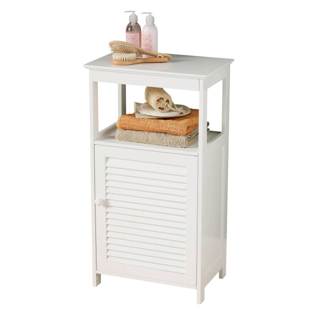 Premier Housewares Shutter White Wood Floor Cabinet