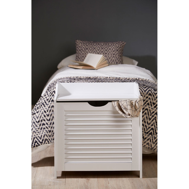 Premier Housewares Shutter White Wood Laundry Storage Cabinet
