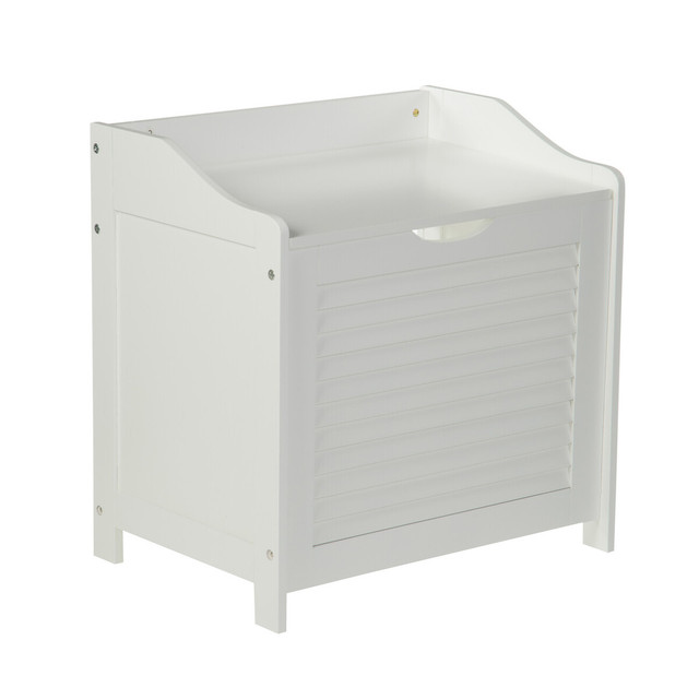 premier housewares Shutter White Wood Laundry Storage Cabinet