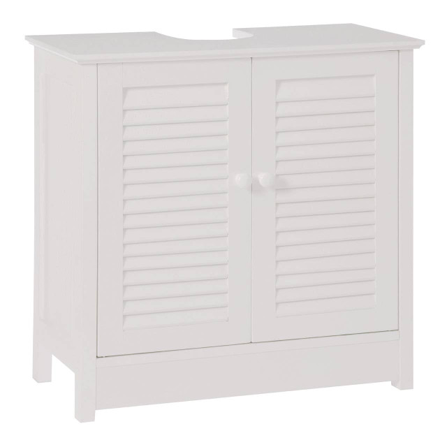 Premier Housewares Shutter White Wood Under Sink Bathroom Cabinet