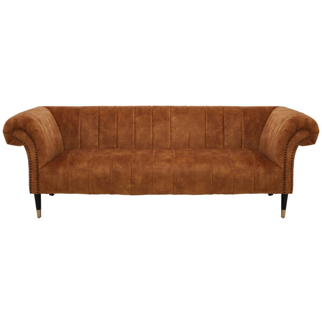 premier housewares Siena Three Seat Gold Velvet Sofa