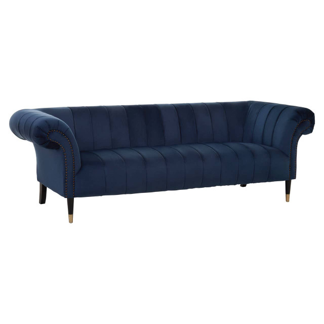 Premier Housewares Siena Three Seat Midnight Velvet Sofa