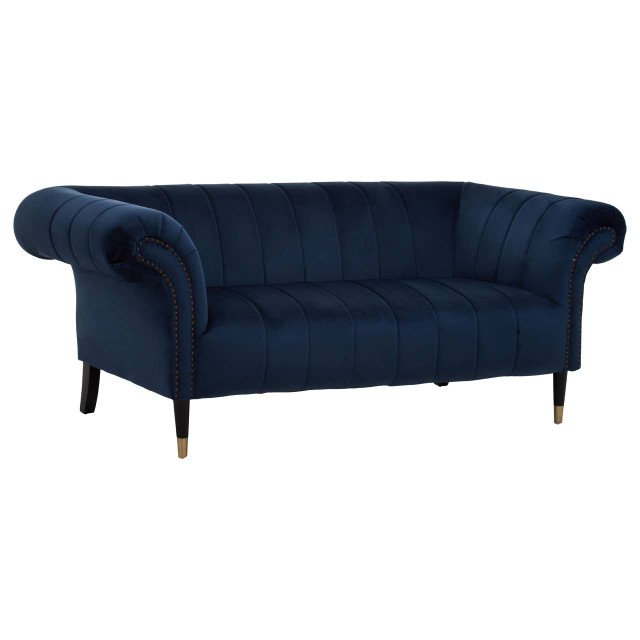 Premier Housewares Siena Two Seat Midnight Blue Velvet Sofa