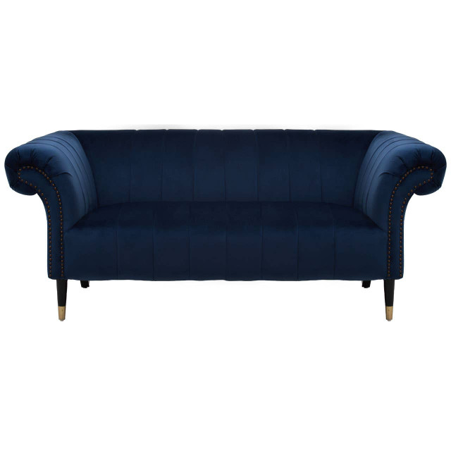 premier housewares Siena Two Seat Midnight Blue Velvet Sofa