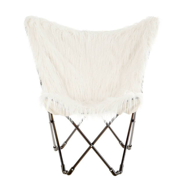 Premier Housewares Sienna White Faux Fur Butterfly Chair