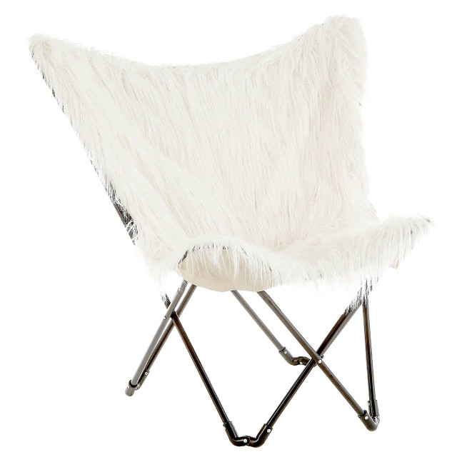 Premier Housewares Sienna White Faux Fur Butterfly Chair